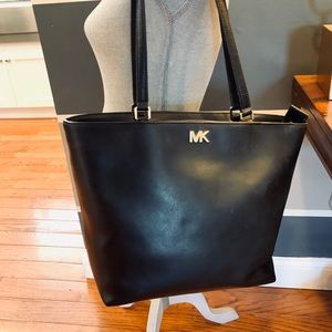 Michael Kors Black Leather Shoulder Tote Handbag